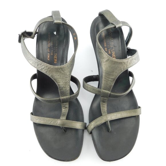 DONALD J PLINER Metallic Leather Caged Ankle Strap Sandal Heels 8 - Picture 3 of 8